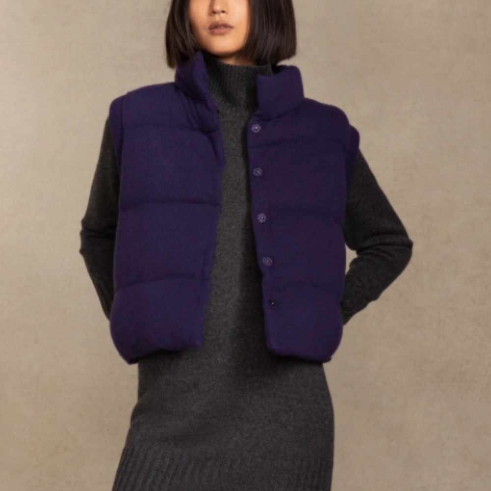 100% Silk Lining Cashmere Ellie Puffer Vest from NakedCashmere